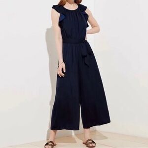 Loft Navy Blue Flutter Sleeve Jumpsuit 26W Plus